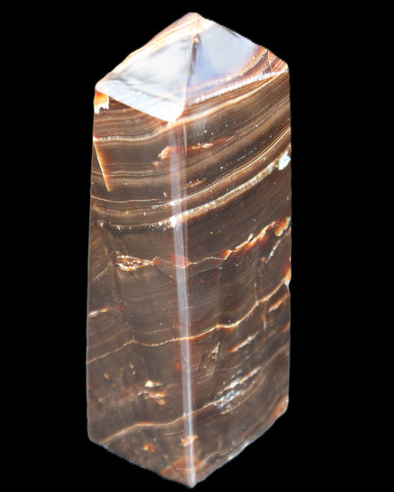Chocolate Calcite obelisk 92*33*28mm 196g in sunlight - Rocks and Things Store