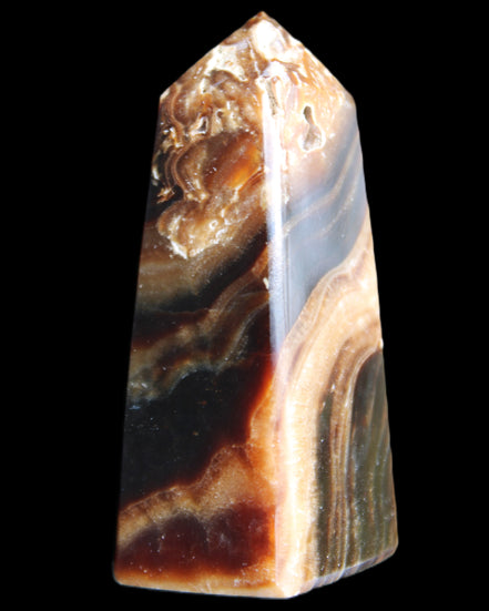 Chocolate Calcite obelisk 83*32*30mm 147.5g in sunlight - Rocks and Things Store
