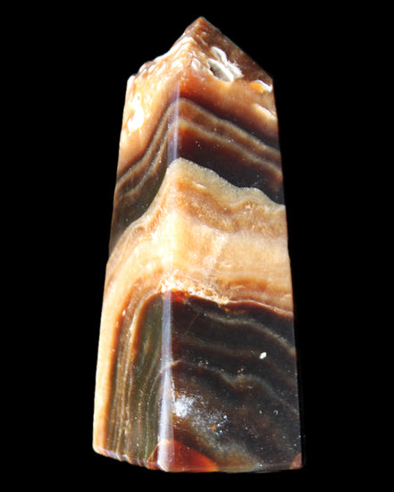 Chocolate Calcite obelisk 83*32*30mm 147.5g in sunlight - Rocks and Things Store
