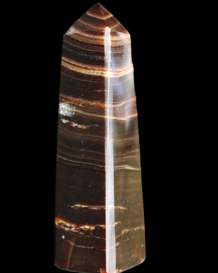 Chocolate Calcite obelisk 87*24*22mm 90.8g in sunlight - Rocks and Things Store