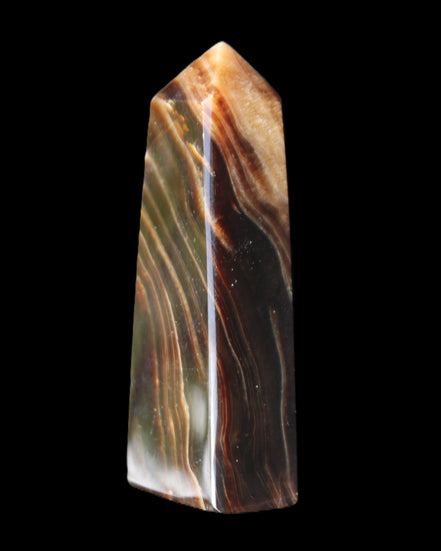 Chocolate Calcite obelisk 78*29*18mm 84g in sunlight - Rocks and Things Store