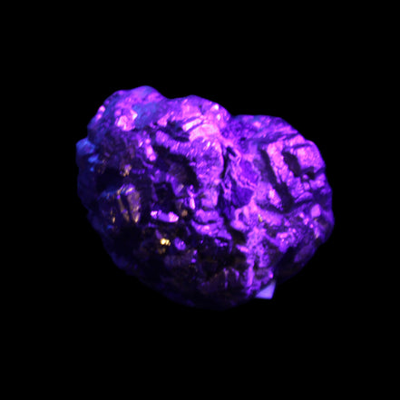 Chalcopyrite cluster from Pakistan 37*35*27mm 86.6g in UV light - Rocks and Things Store