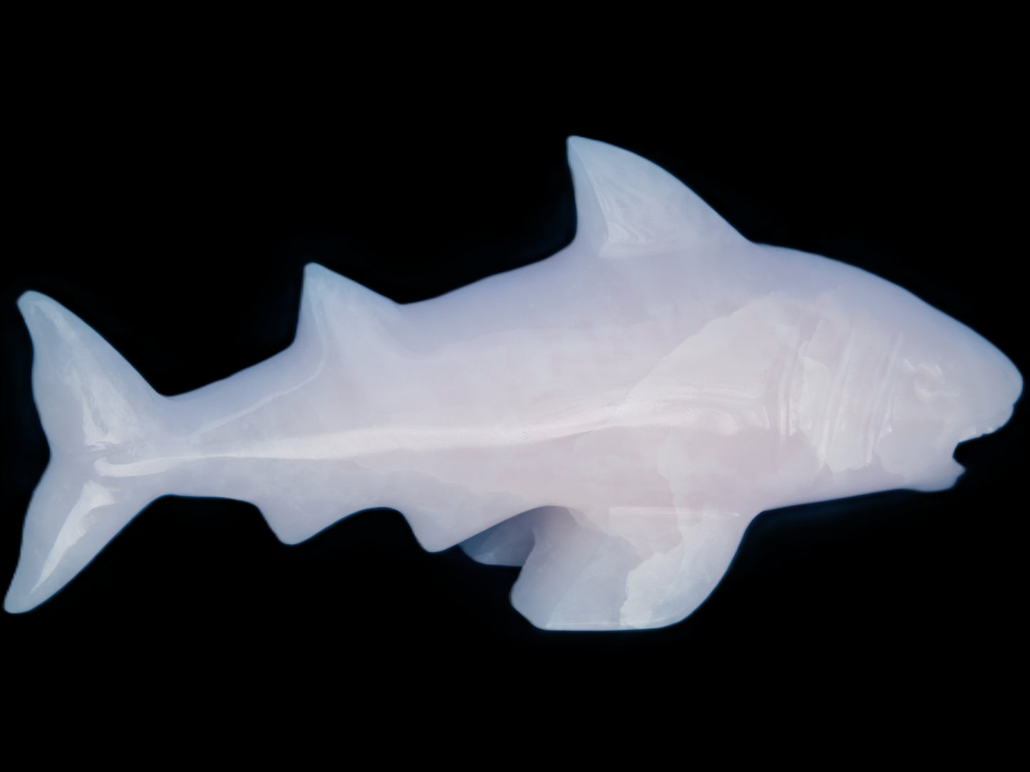 Mangano Calcite hand-carved shark 687g Rocks and Things