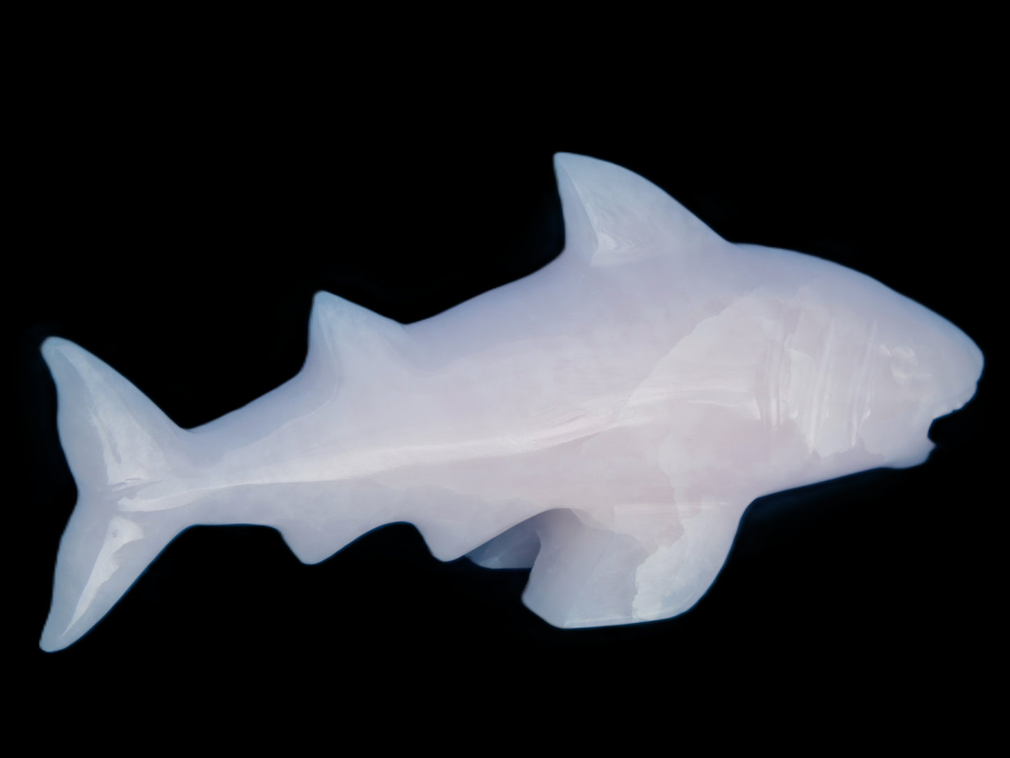 Mangano Calcite hand-carved shark 687g Rocks and Things