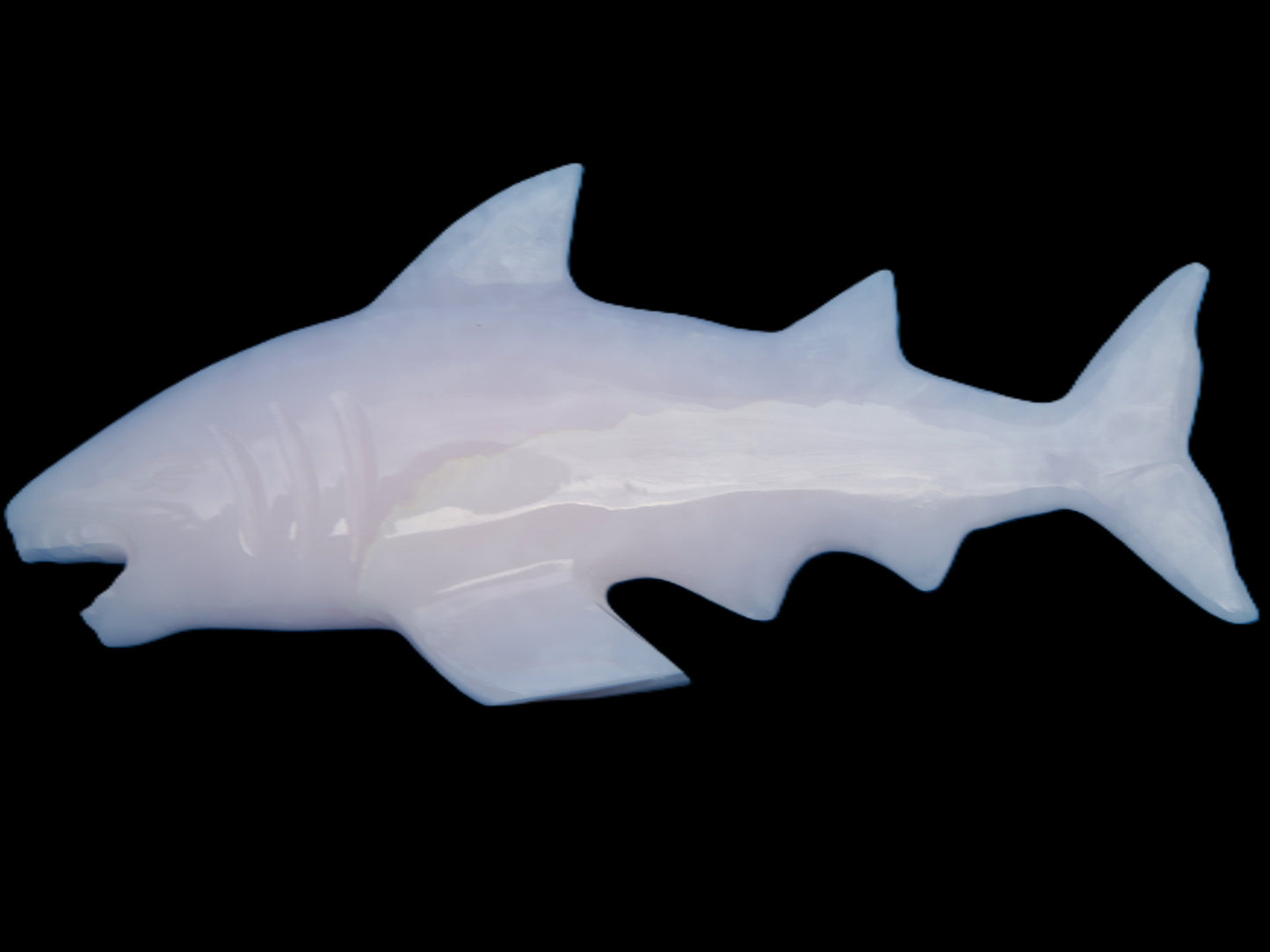 Mangano Calcite hand-carved shark 687g Rocks and Things