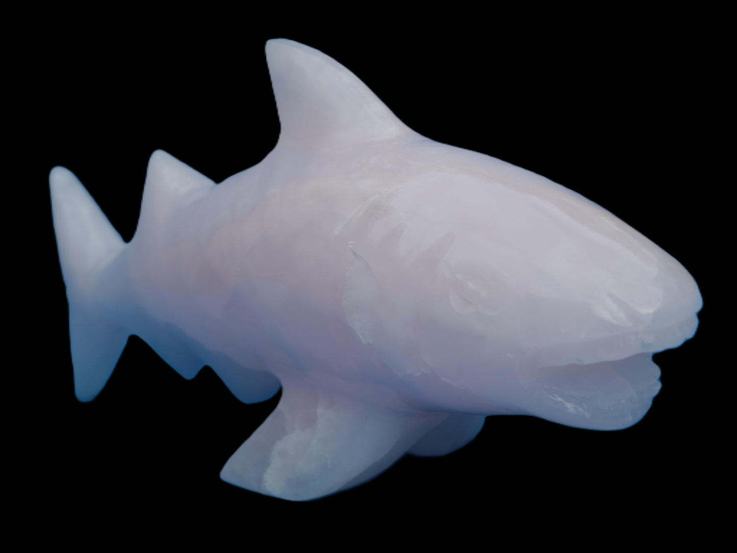 Mangano Calcite hand-carved shark 687g Rocks and Things