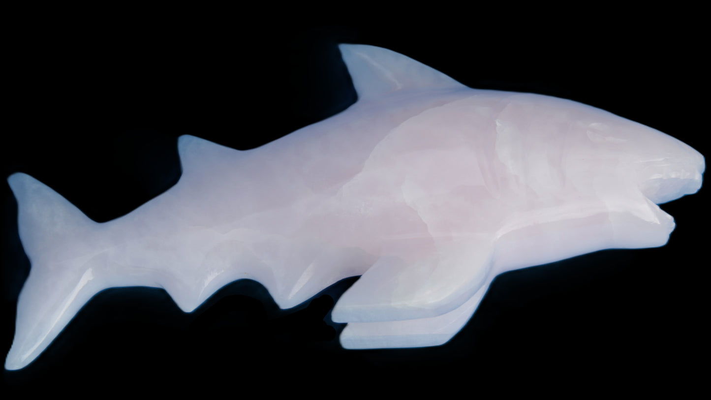 Mangano Calcite hand-carved shark 687g Rocks and Things