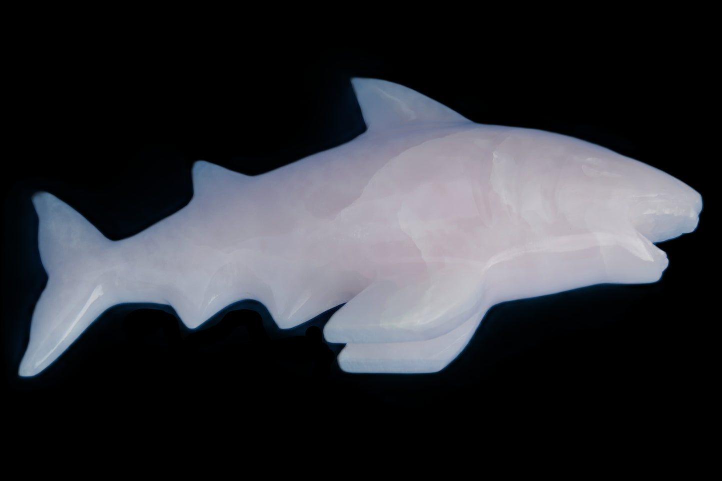 Mangano Calcite hand-carved shark 687g Rocks and Things