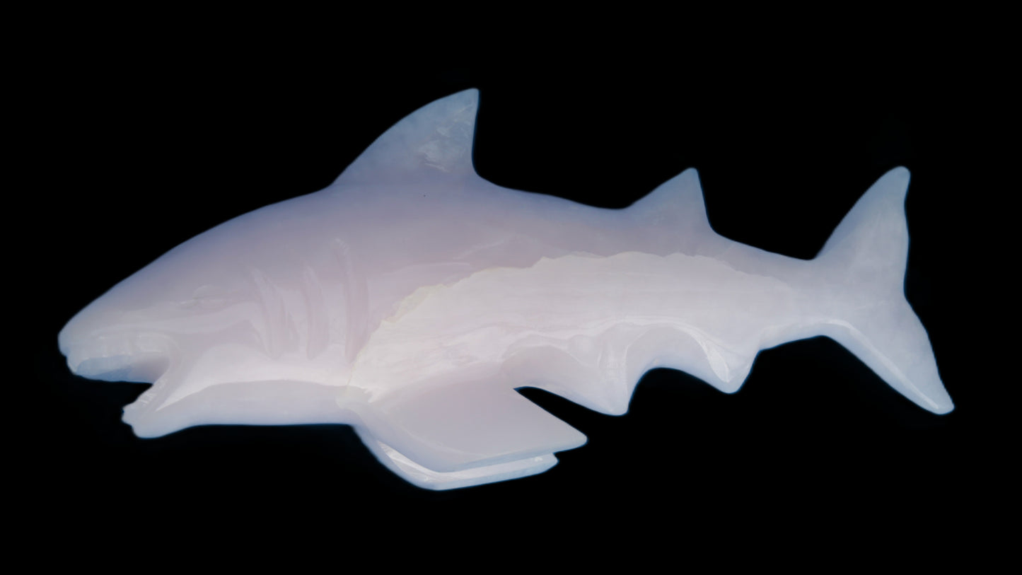Mangano Calcite hand-carved shark 687g Rocks and Things