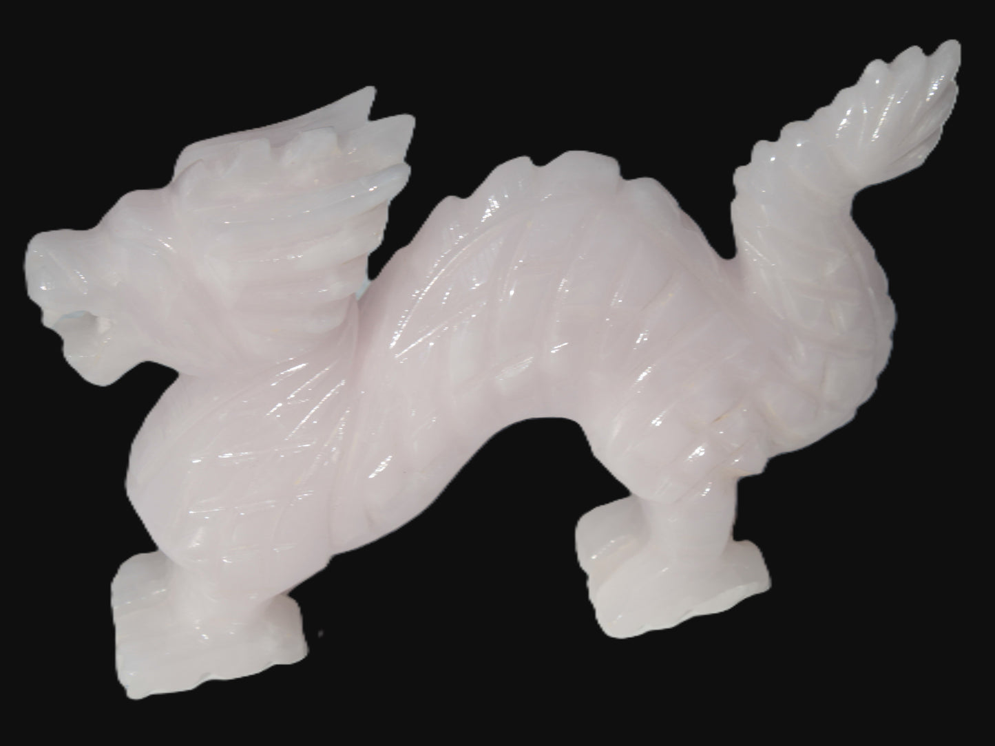 Mangano Calcite hand-carved Dragon 952g Rocks and Things