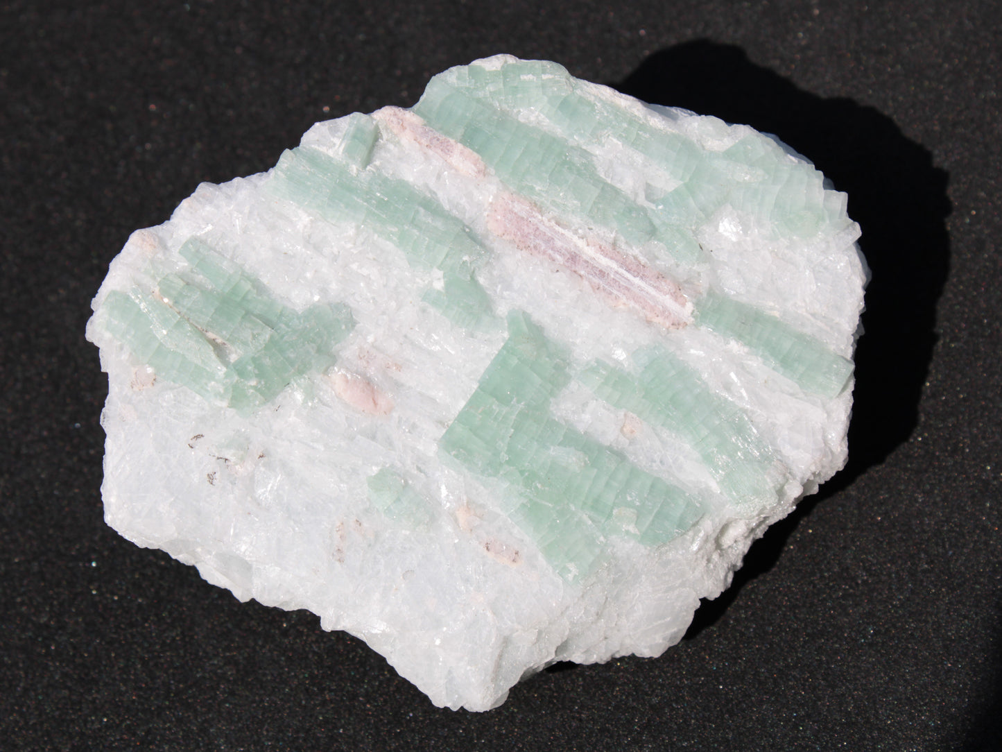 Soft Mint-Green and Pink Tourmaline on marble from Afghanistan 80mm 833ct 166.6g Rocks and Things