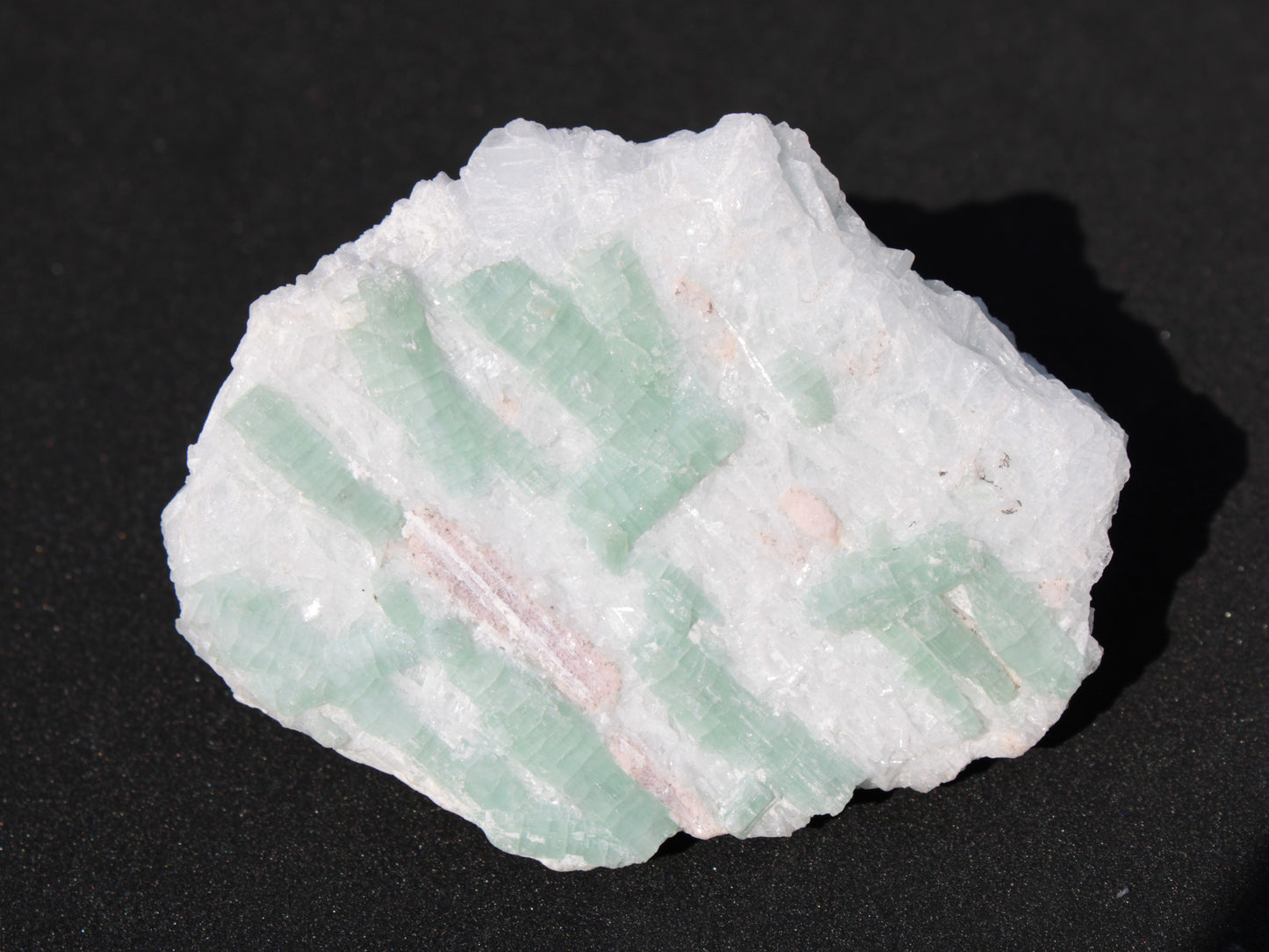 Soft Mint-Green and Pink Tourmaline on marble from Afghanistan 80mm 833ct 166.6g Rocks and Things