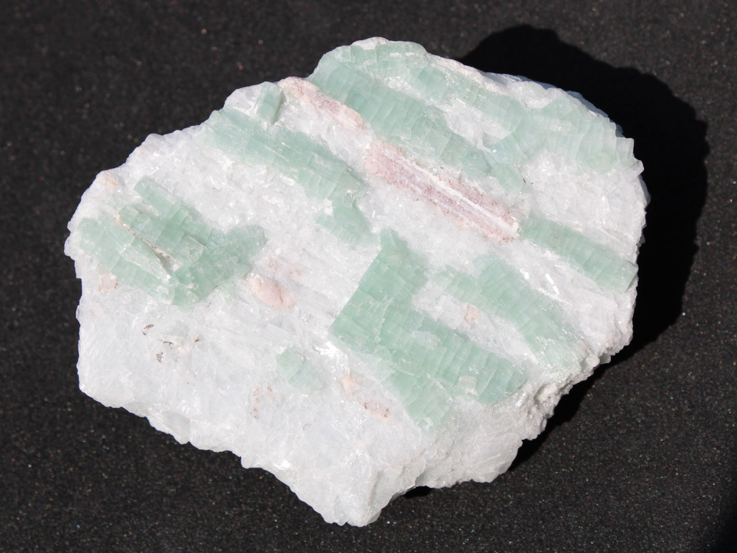 Soft Mint-Green and Pink Tourmaline on marble from Afghanistan 80mm 833ct 166.6g Rocks and Things