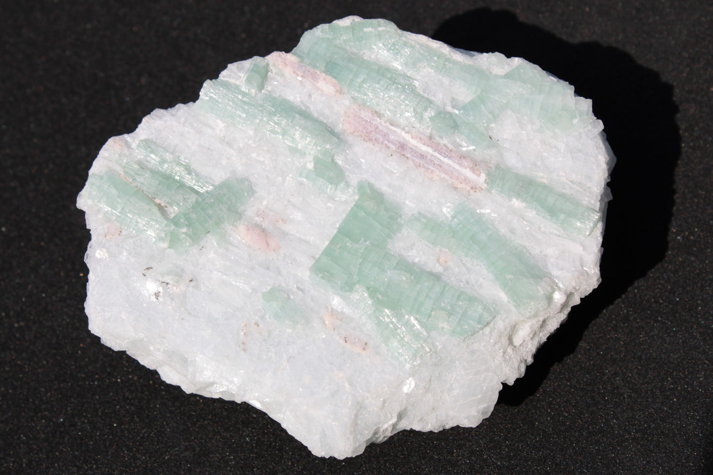 Soft Mint-Green and Pink Tourmaline on marble from Afghanistan 80mm 833ct 166.6g Rocks and Things