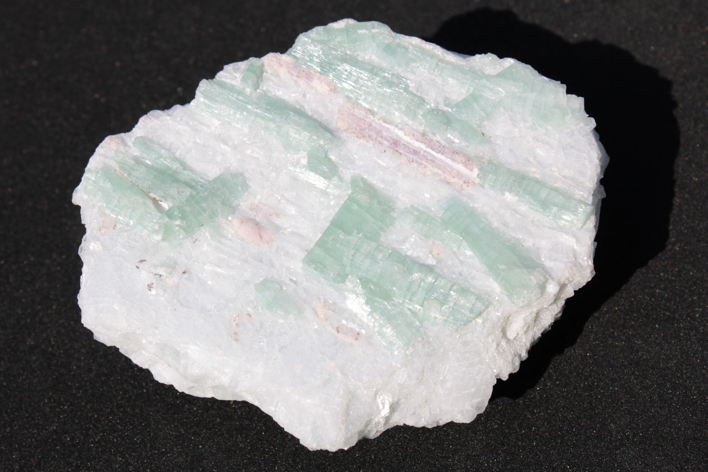 Soft Mint-Green and Pink Tourmaline on marble from Afghanistan 80mm 833ct 166.6g Rocks and Things