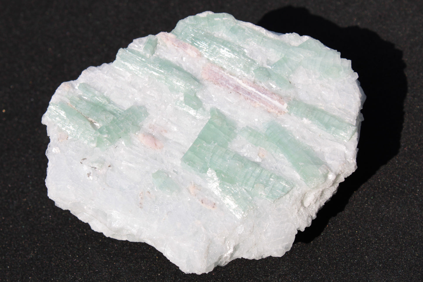 Soft Mint-Green and Pink Tourmaline on marble from Afghanistan 80mm 833ct 166.6g Rocks and Things