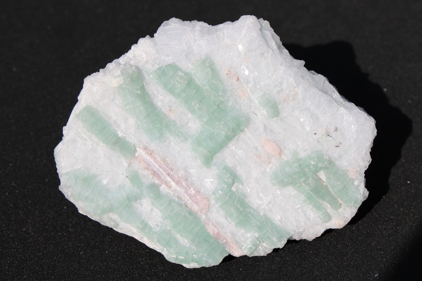Soft Mint-Green and Pink Tourmaline on marble from Afghanistan 80mm 833ct 166.6g Rocks and Things