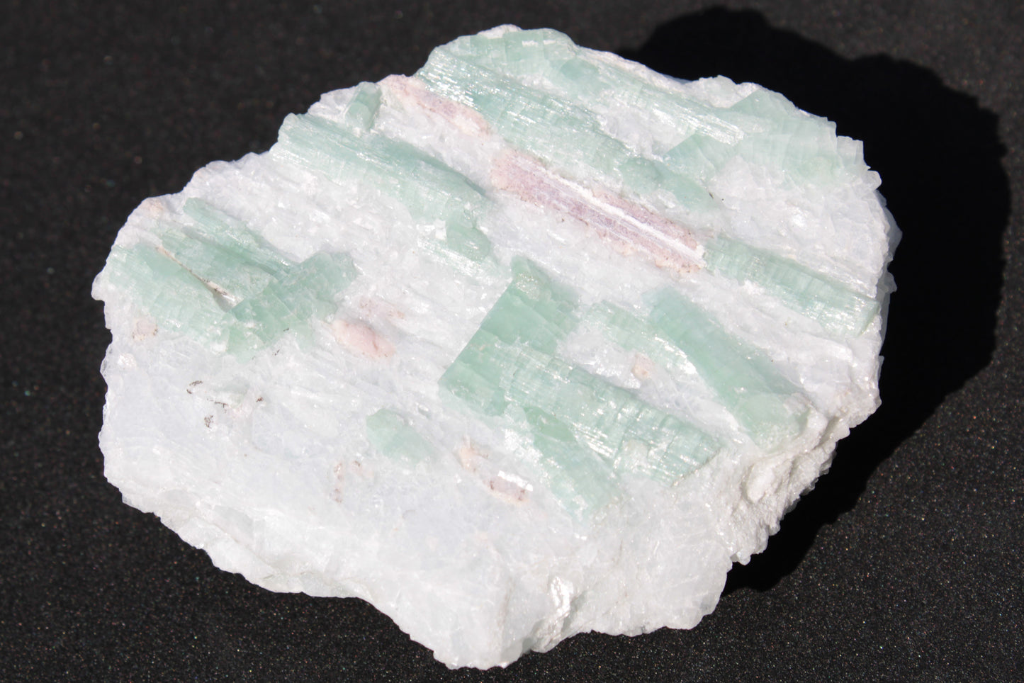 Soft Mint-Green and Pink Tourmaline on marble from Afghanistan 80mm 833ct 166.6g Rocks and Things