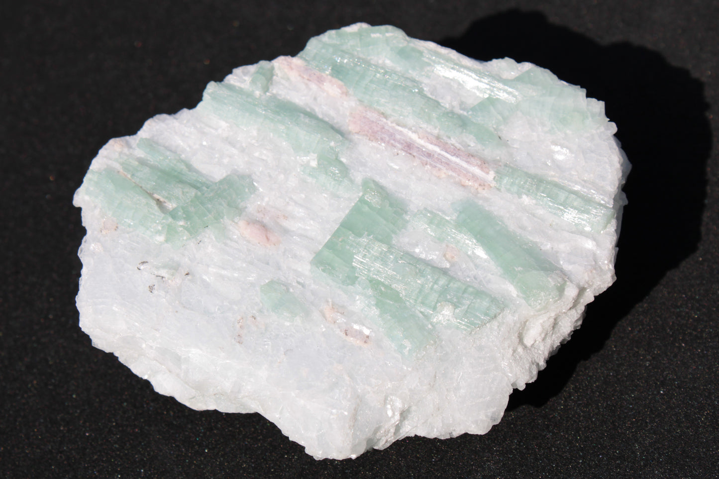 Soft Mint-Green and Pink Tourmaline on marble from Afghanistan 80mm 833ct 166.6g Rocks and Things