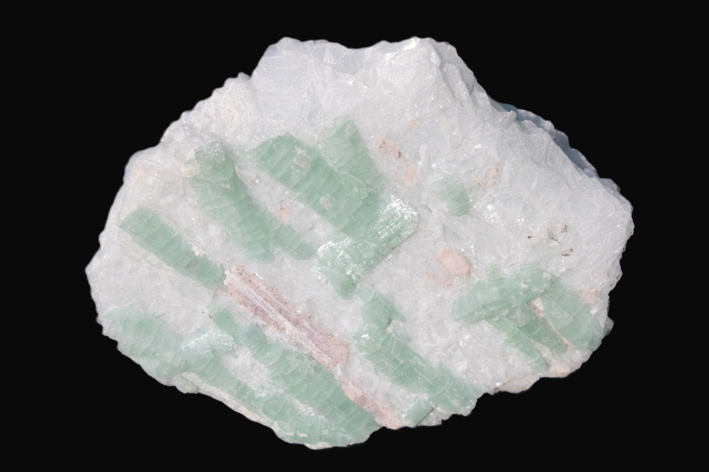 Soft Mint-Green and Pink Tourmaline on marble from Afghanistan 80mm 833ct 166.6g Rocks and Things
