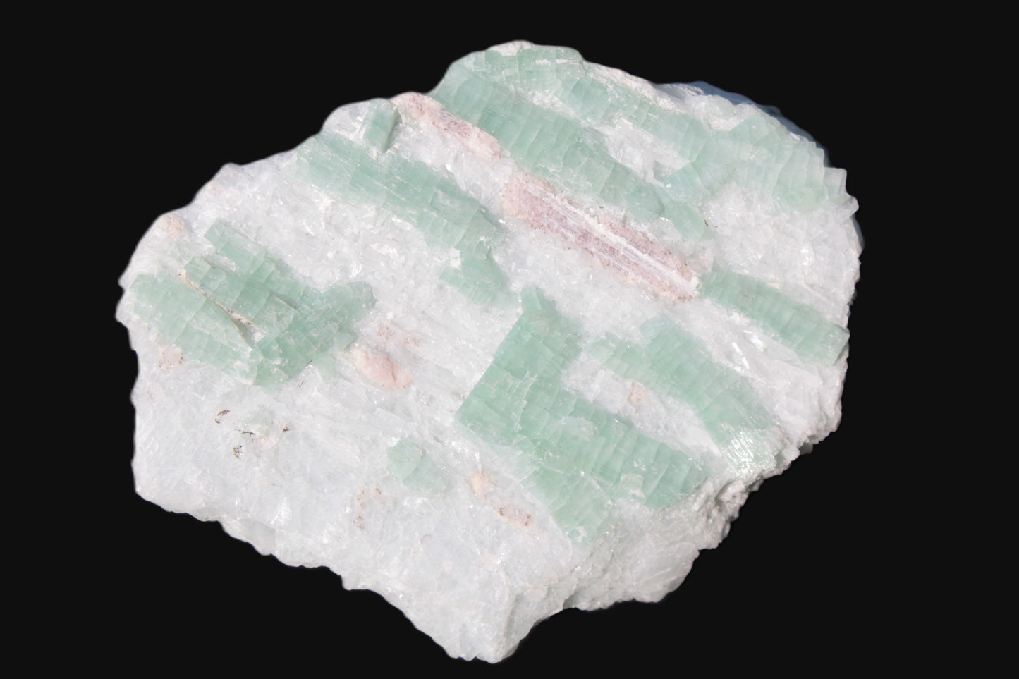 Soft Mint-Green and Pink Tourmaline on marble from Afghanistan 80mm 833ct 166.6g Rocks and Things