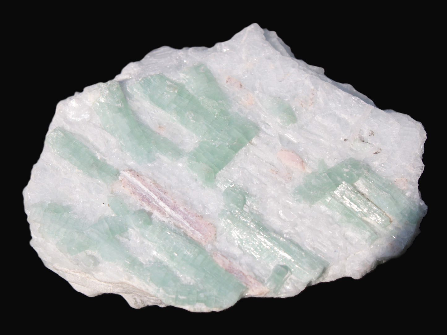 Soft Mint-Green and Pink Tourmaline on marble from Afghanistan 80mm 833ct 166.6g Rocks and Things