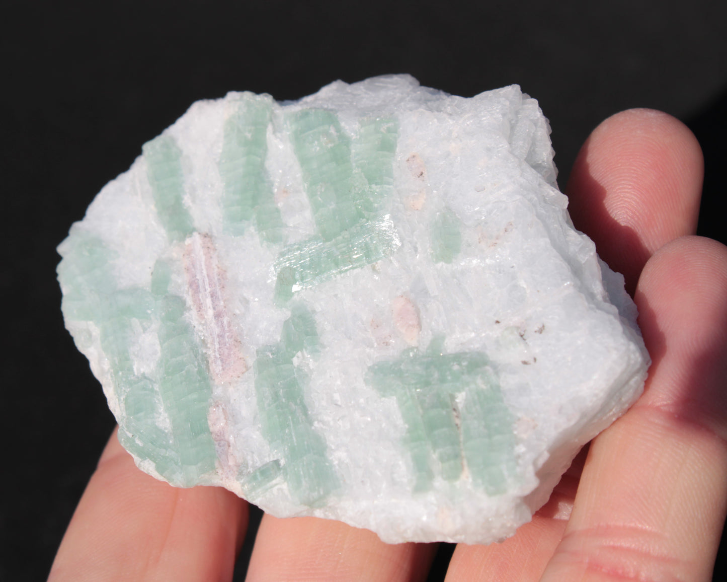 Soft Mint-Green and Pink Tourmaline on marble from Afghanistan 80mm 833ct 166.6g Rocks and Things