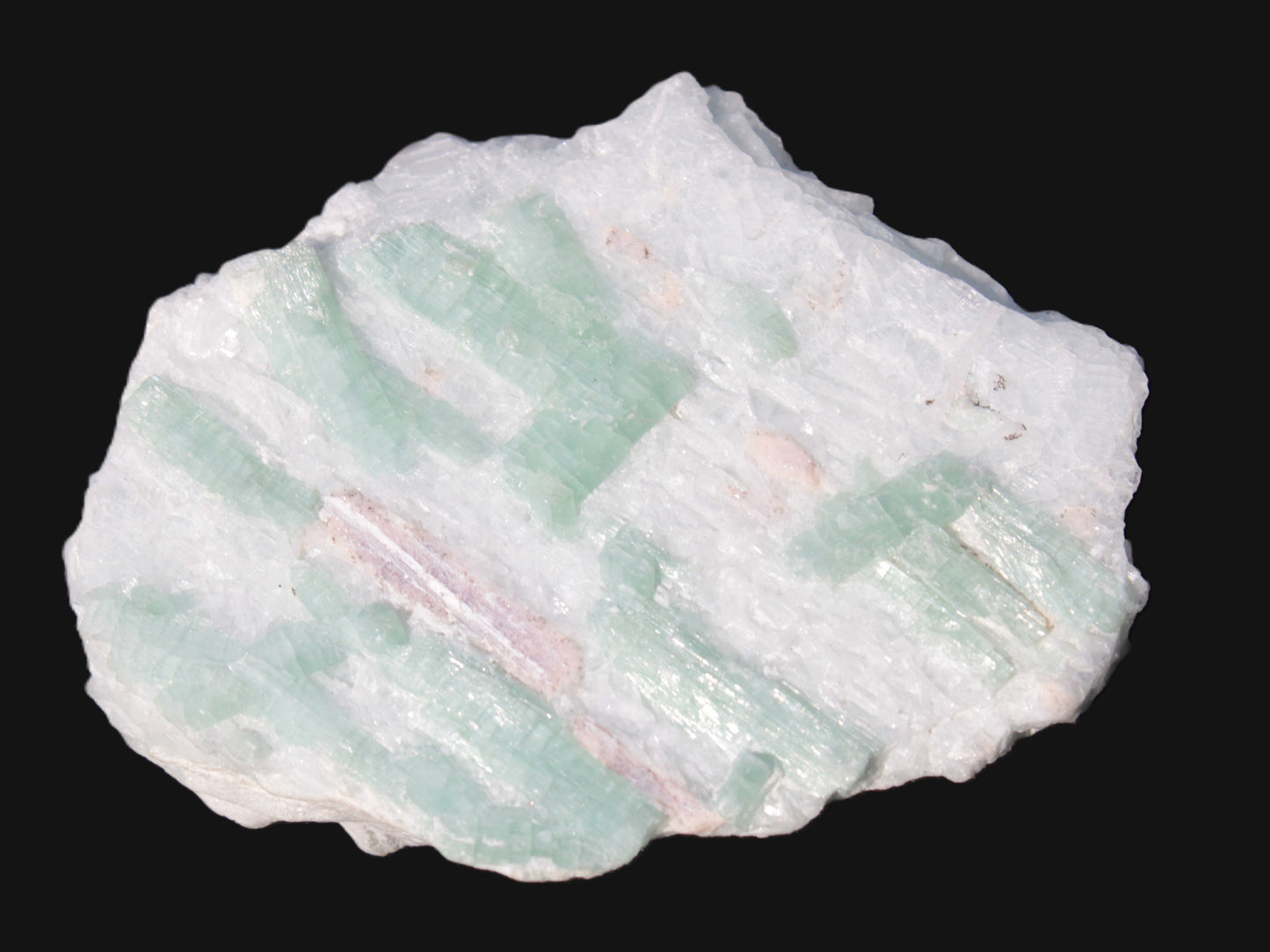 Soft Mint-Green and Pink Tourmaline on marble from Afghanistan 80mm 833ct 166.6g Rocks and Things