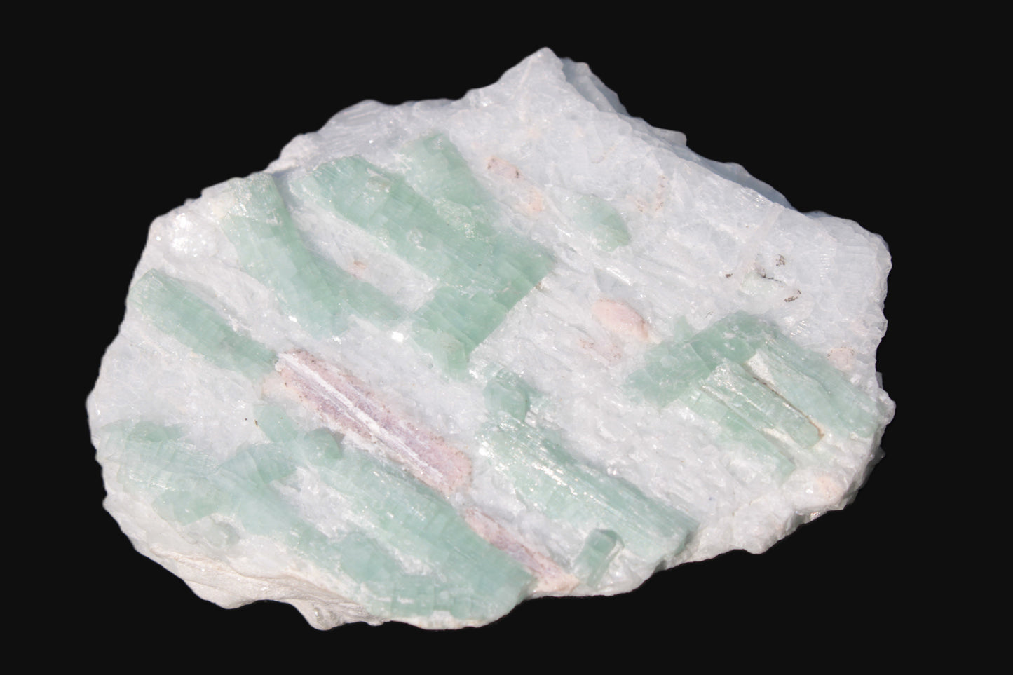 Soft Mint-Green and Pink Tourmaline on marble from Afghanistan 80mm 833ct 166.6g Rocks and Things