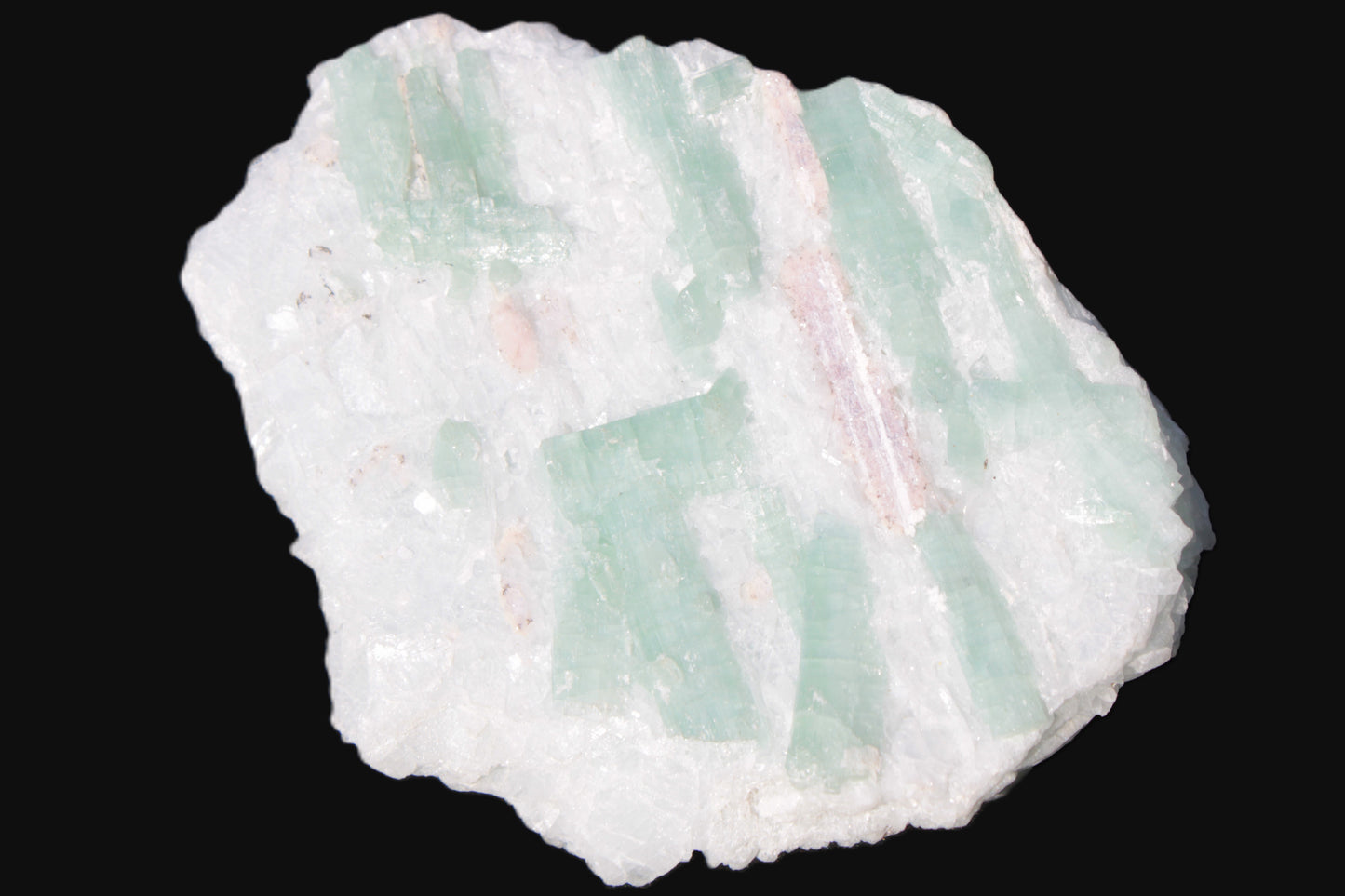Soft Mint-Green and Pink Tourmaline on marble from Afghanistan 80mm 833ct 166.6g Rocks and Things