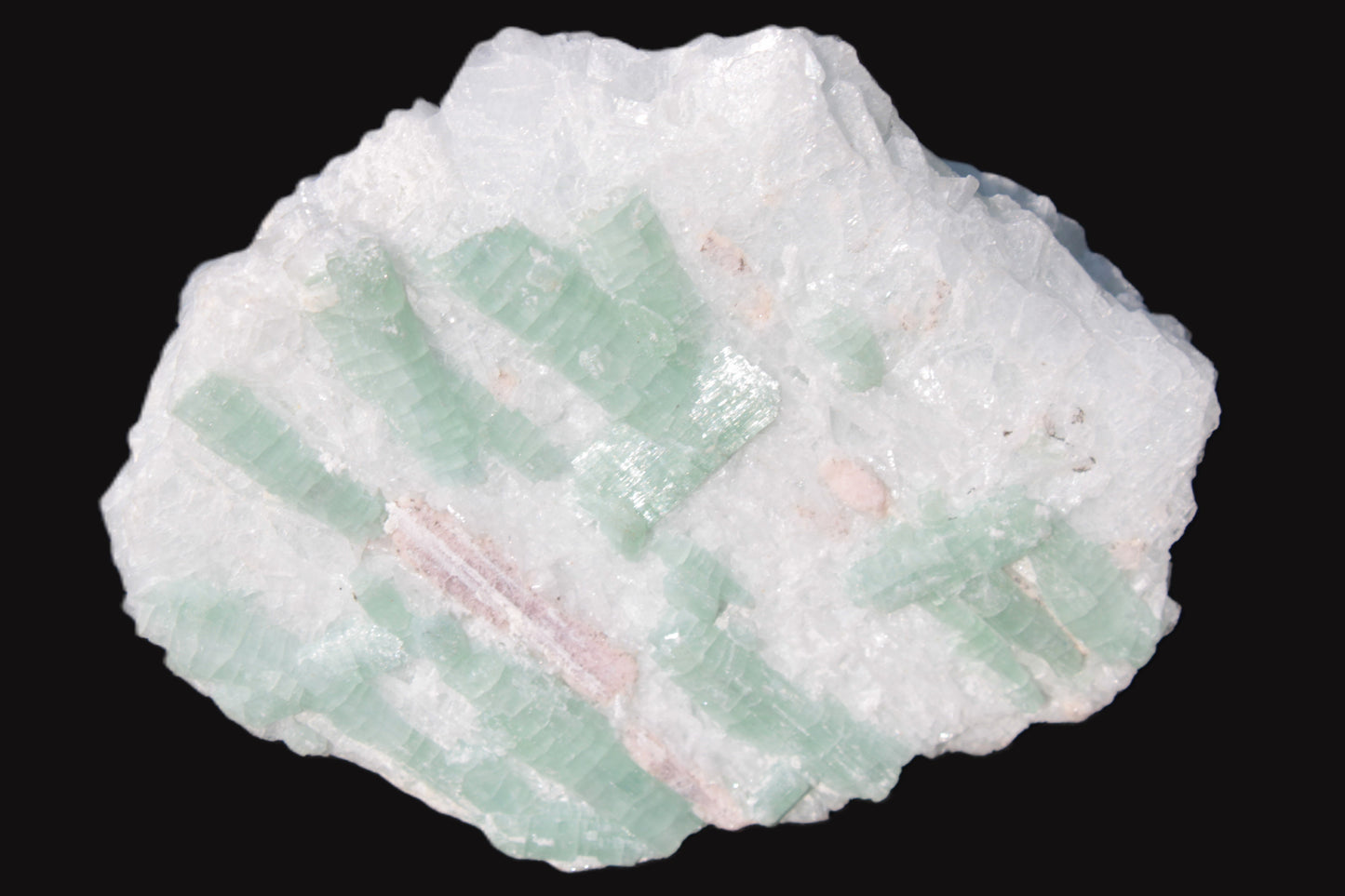 Soft Mint-Green and Pink Tourmaline on marble from Afghanistan 80mm 833ct 166.6g Rocks and Things