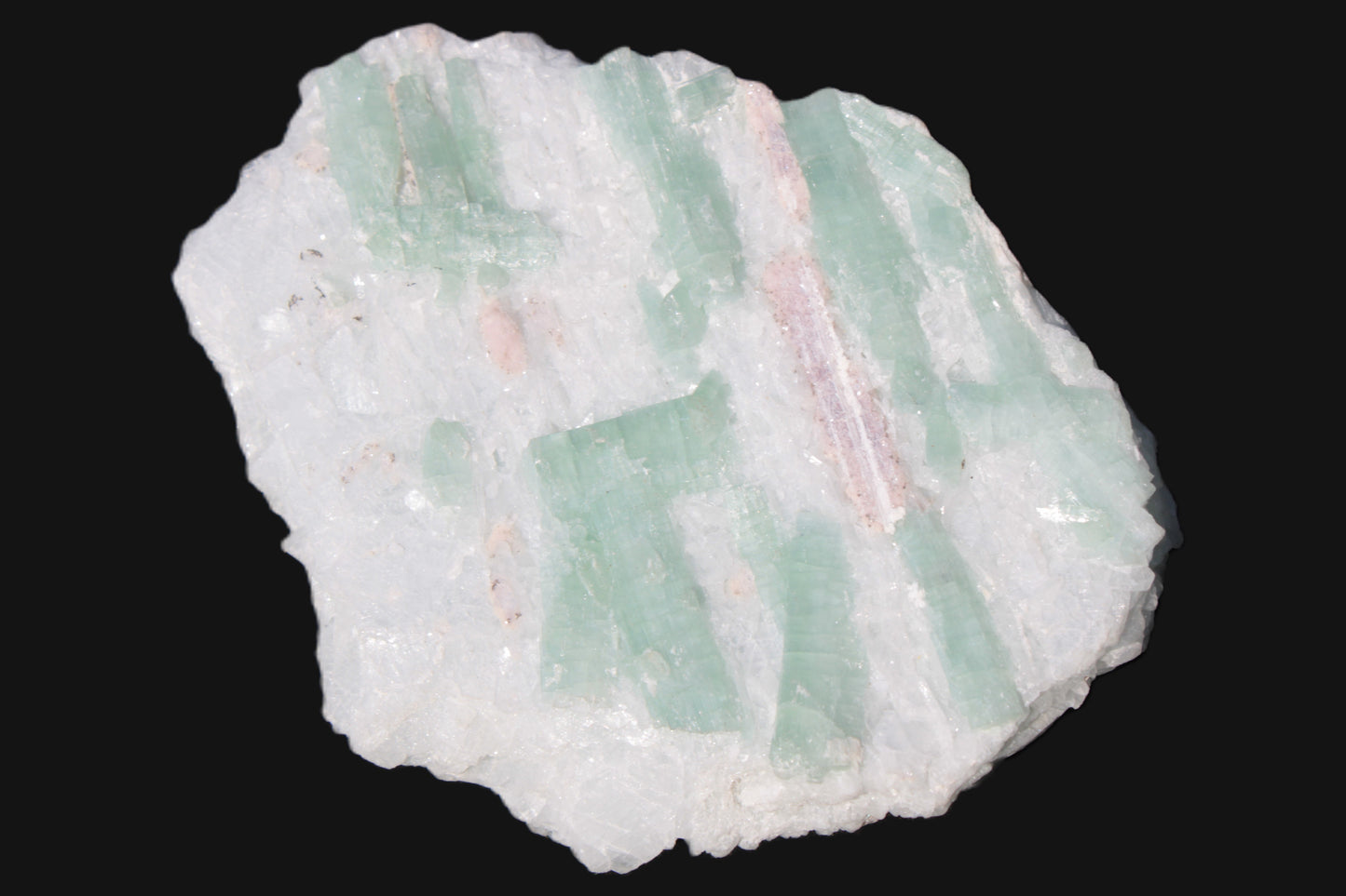 Soft Mint-Green and Pink Tourmaline on marble from Afghanistan 80mm 833ct 166.6g Rocks and Things