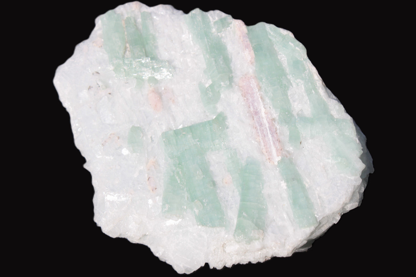 Soft Mint-Green and Pink Tourmaline on marble from Afghanistan 80mm 833ct 166.6g Rocks and Things