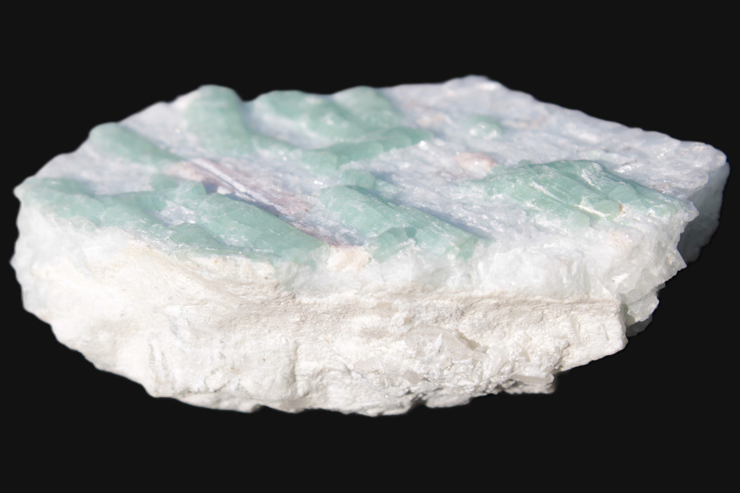 Soft Mint-Green and Pink Tourmaline on marble from Afghanistan 80mm 833ct 166.6g Rocks and Things
