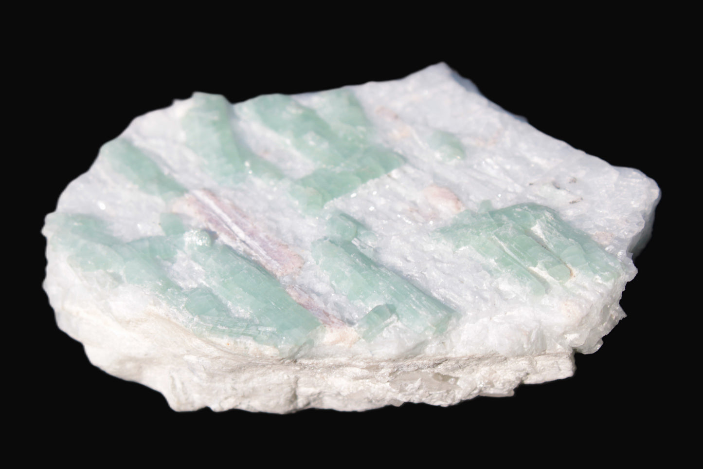 Soft Mint-Green and Pink Tourmaline on marble from Afghanistan 80mm 833ct 166.6g Rocks and Things