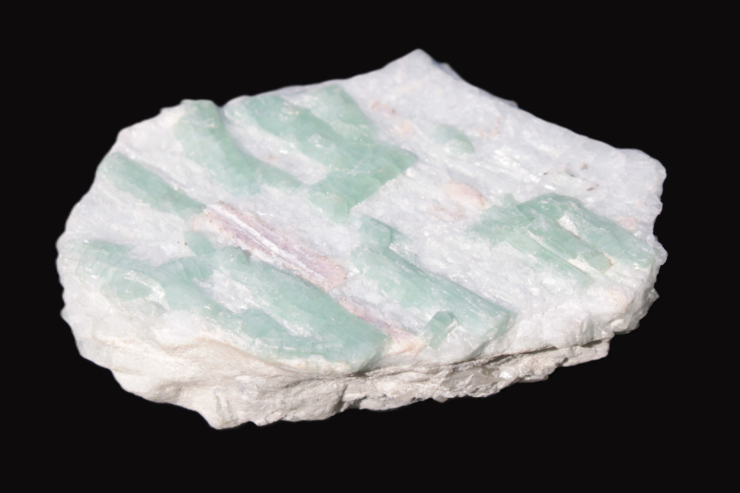 Soft Mint-Green and Pink Tourmaline on marble from Afghanistan 80mm 833ct 166.6g Rocks and Things