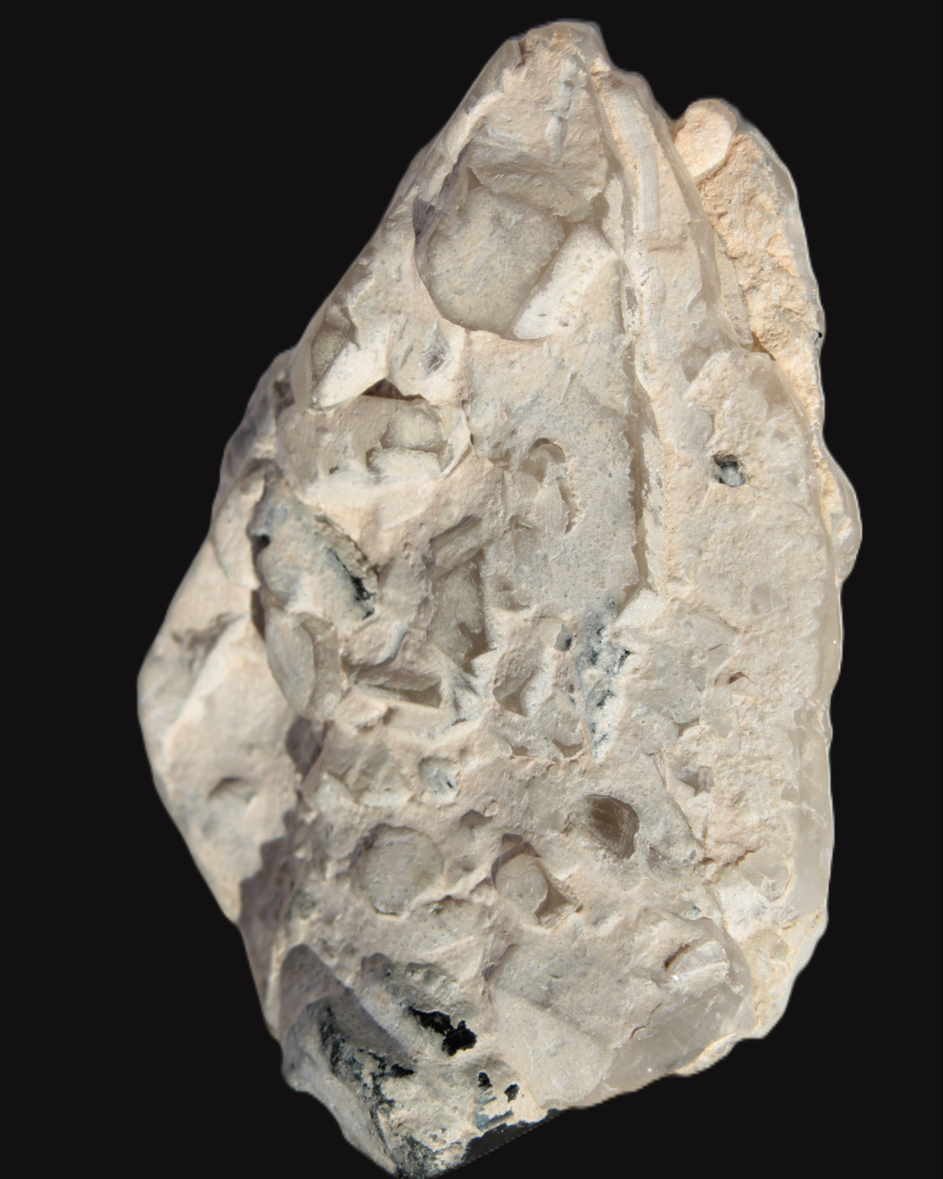 Black Tourmaline on flat-plated clear Calcite matrix from Afghanistan 65.8g in sunlight - Rocks and Things Store