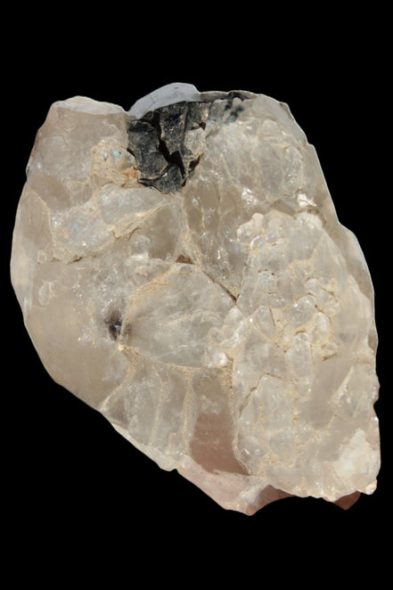 Black Tourmaline on flat-plated clear Calcite matrix from Afghanistan 65.8g in sunlight - Rocks and Things Store