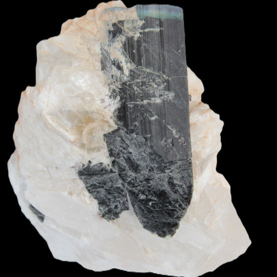 Large bi-colour terminated Green Tourmaline, Clear Aquamarine & Lepidolite on matrix 118.9g in sunlight - Rocks and Things Store