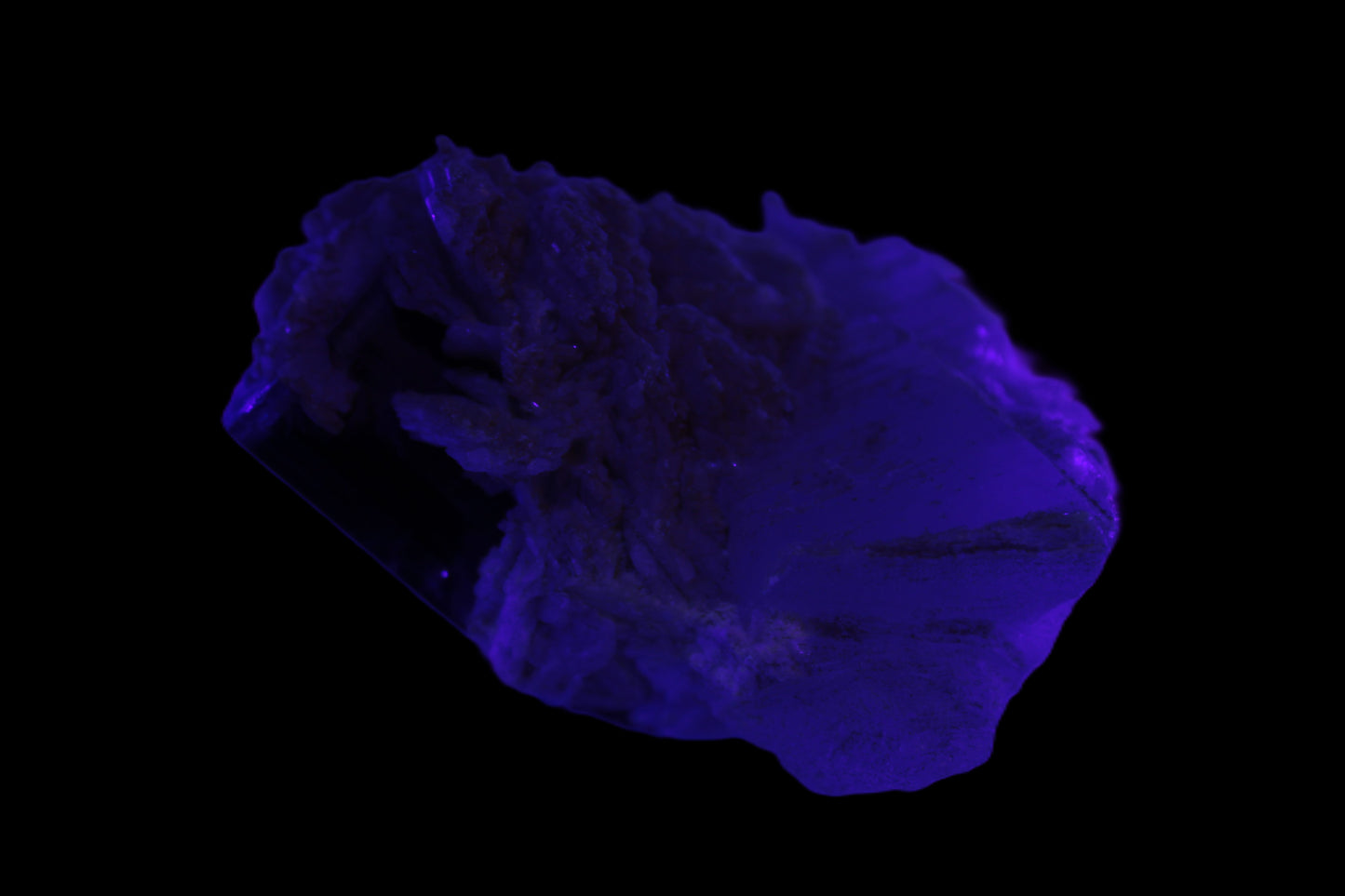 Large bi-colour terminated Green Tourmaline, Clear Aquamarine & Lepidolite on Calcite 118.9g Rocks and Things