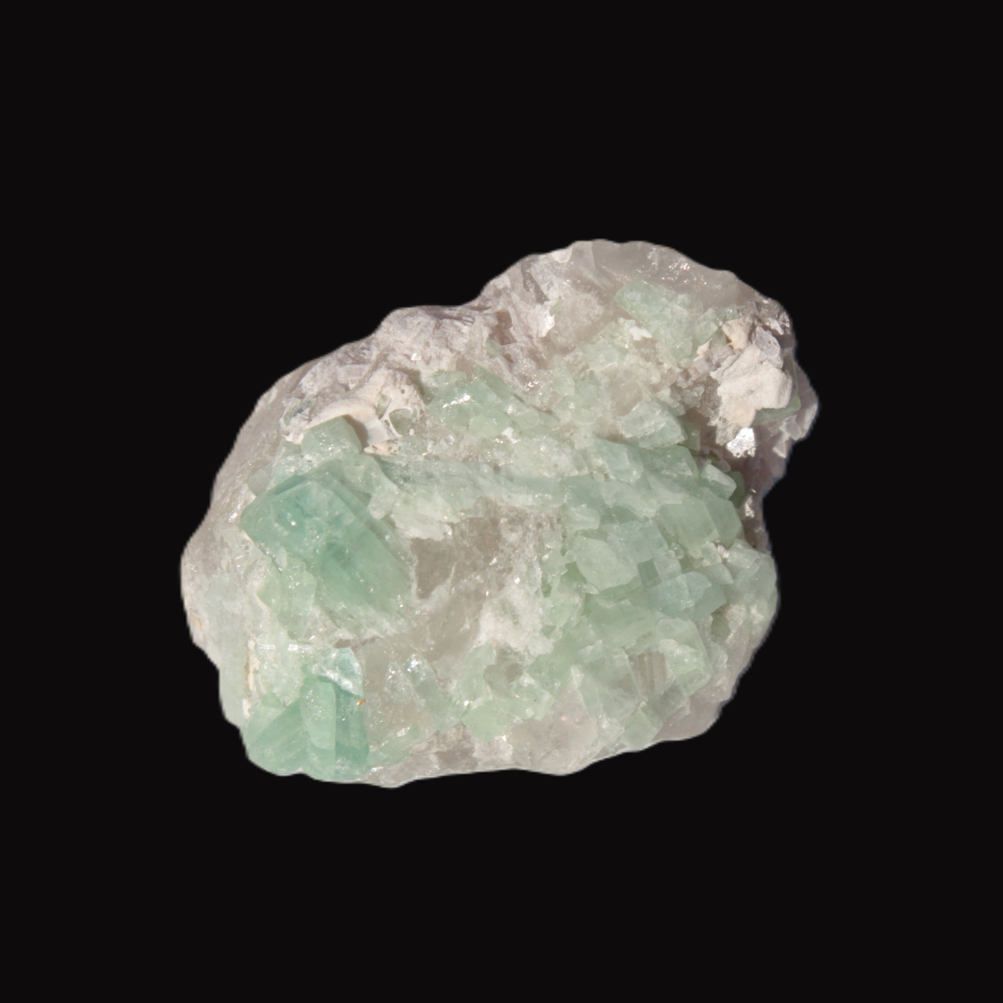 Soft Green Tourmaline cluster on matrix from Afghanistan 116.6ct 23.3g in sunlight -  Rocks and Things Store