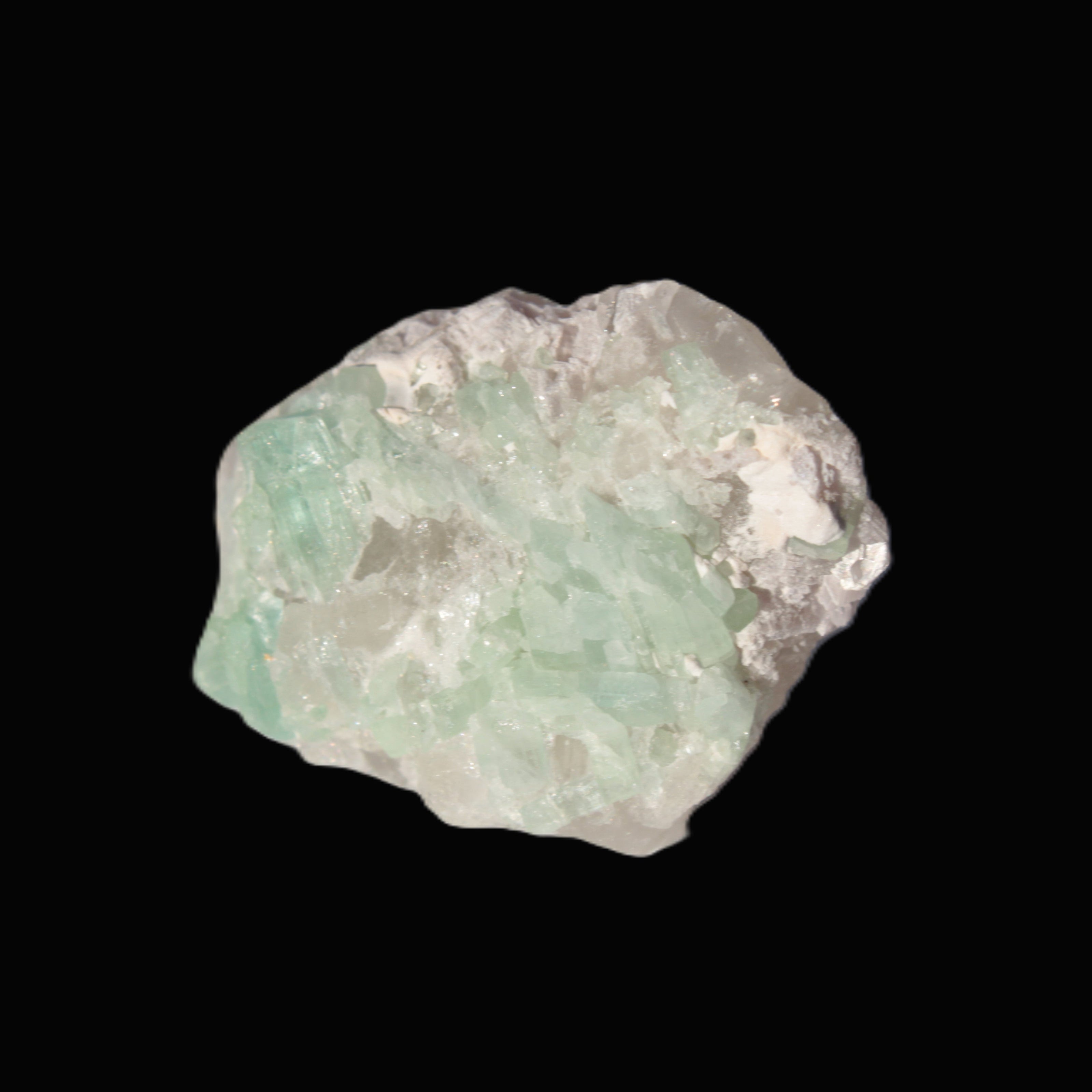 Soft Green Tourmaline cluster on matrix from Afghanistan 116.6ct 23.3g in sunlight - Rocks and Things Store