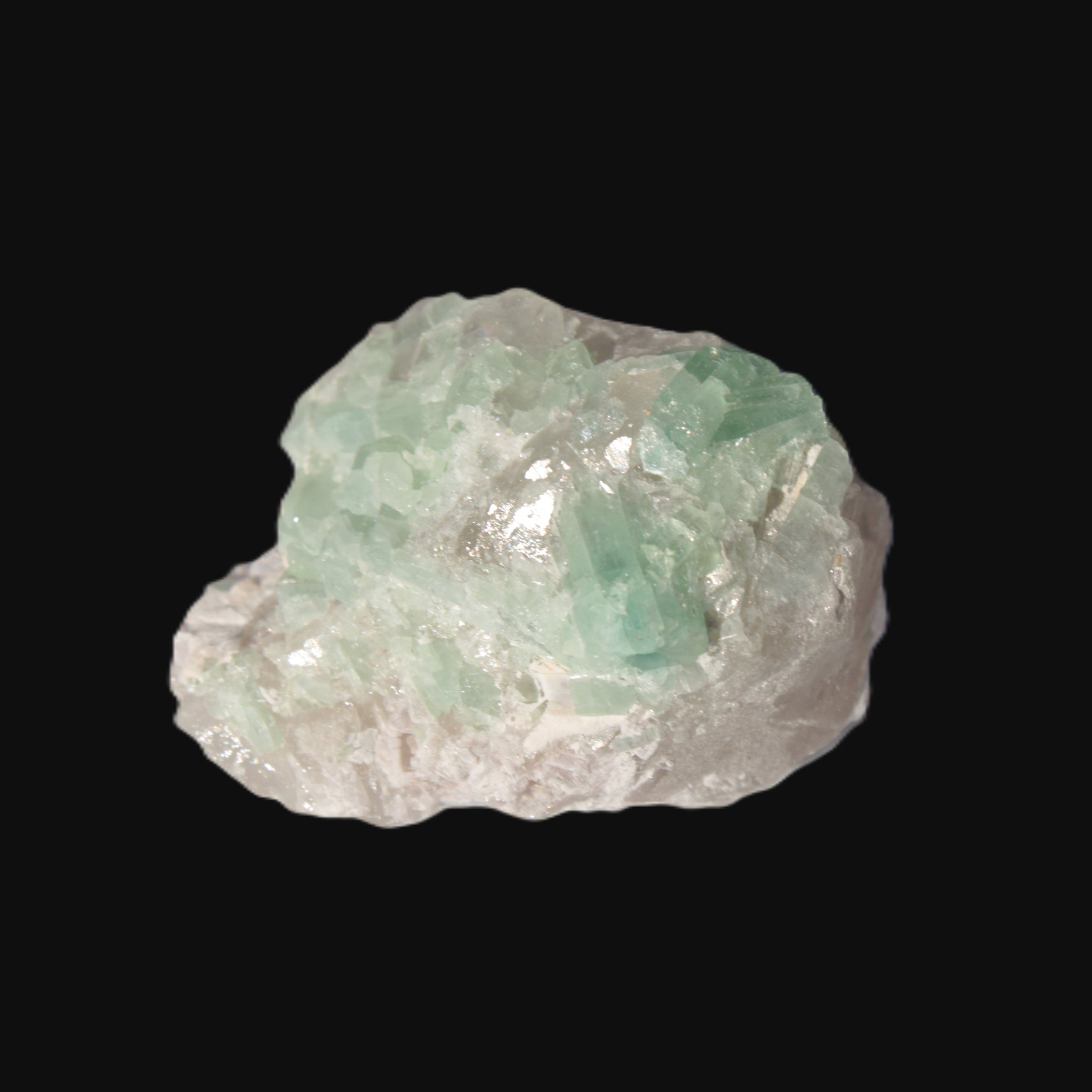 Soft Green Tourmaline cluster on matrix from Afghanistan 116.6ct 23.3g in sunlight - Rocks and Things Store