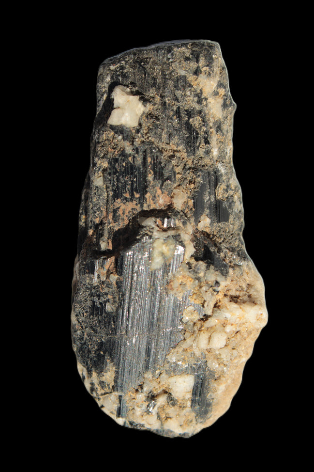 Black Tourmaline crystal with Feldspar & Mica 55mm 250.7ct  50.2g - Rocks and Things Store