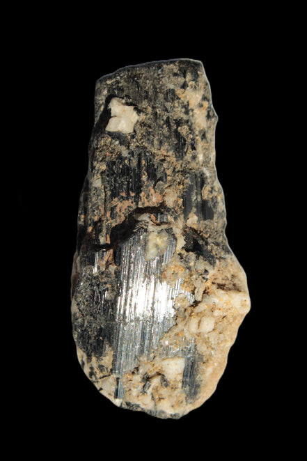 Black Tourmaline crystal with Feldspar & Mica 55mm 250.7ct  50.2g in sunlight - Rocks and Things Store