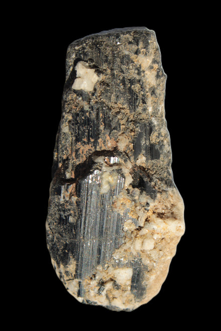 Black Tourmaline crystal with Feldspar & Mica 55mm 250.7ct  50.2g in sunlight - Rocks and Things Store