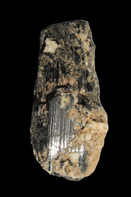 Black Tourmaline crystal with Feldspar & Mica 55mm 250.7ct  50.2g in sunlight - Rocks and Things Store