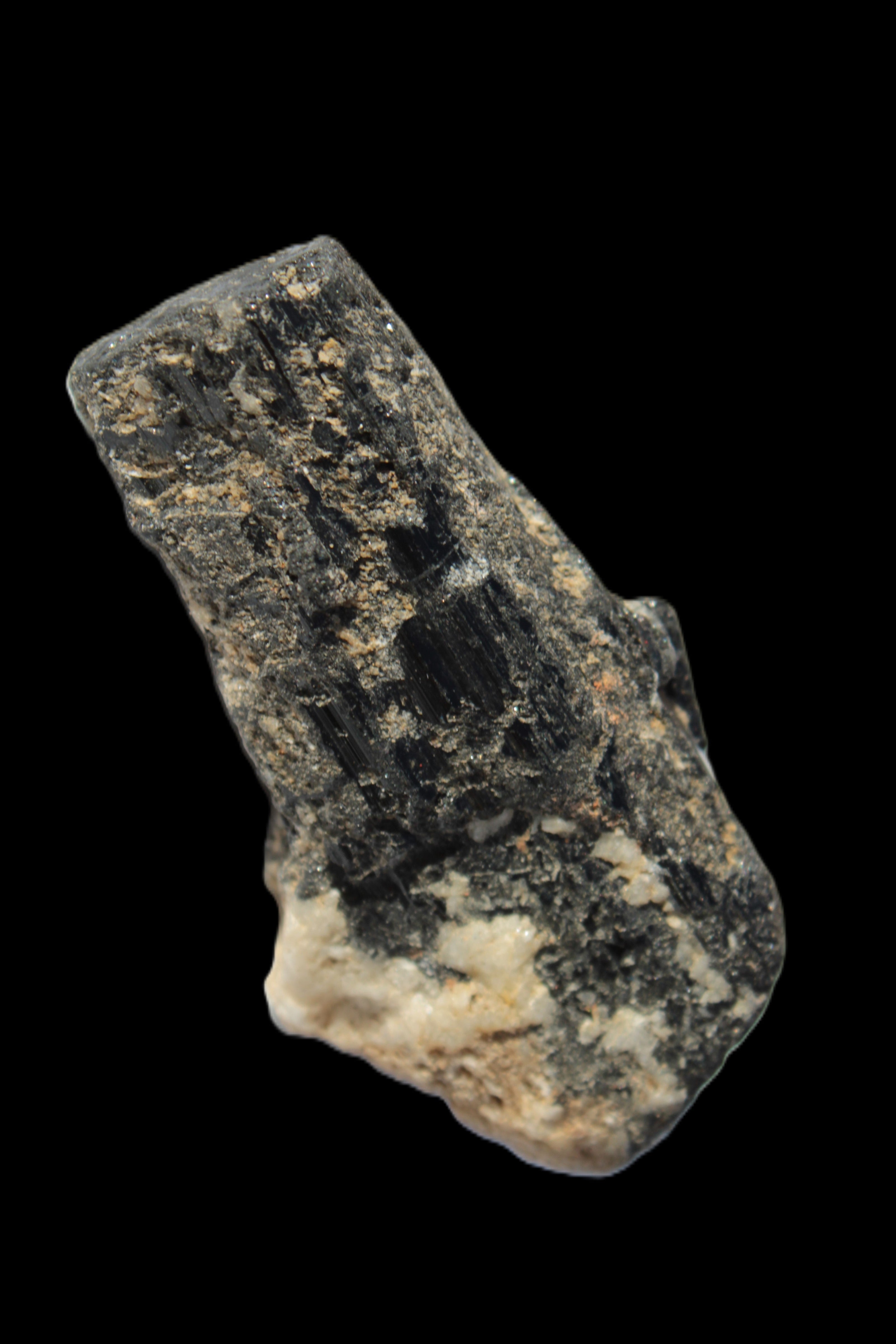 Black Tourmaline crystal with Feldspar & Mica 55mm 250.7ct  50.2g in slight - Rocks and Things Storen