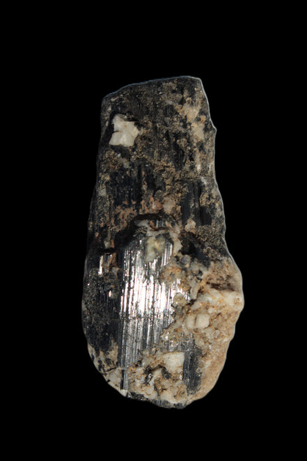 Black Tourmaline crystal with Feldspar & Mica 55mm 250.7ct  50.2g in sunlight - Rocks and Things Store