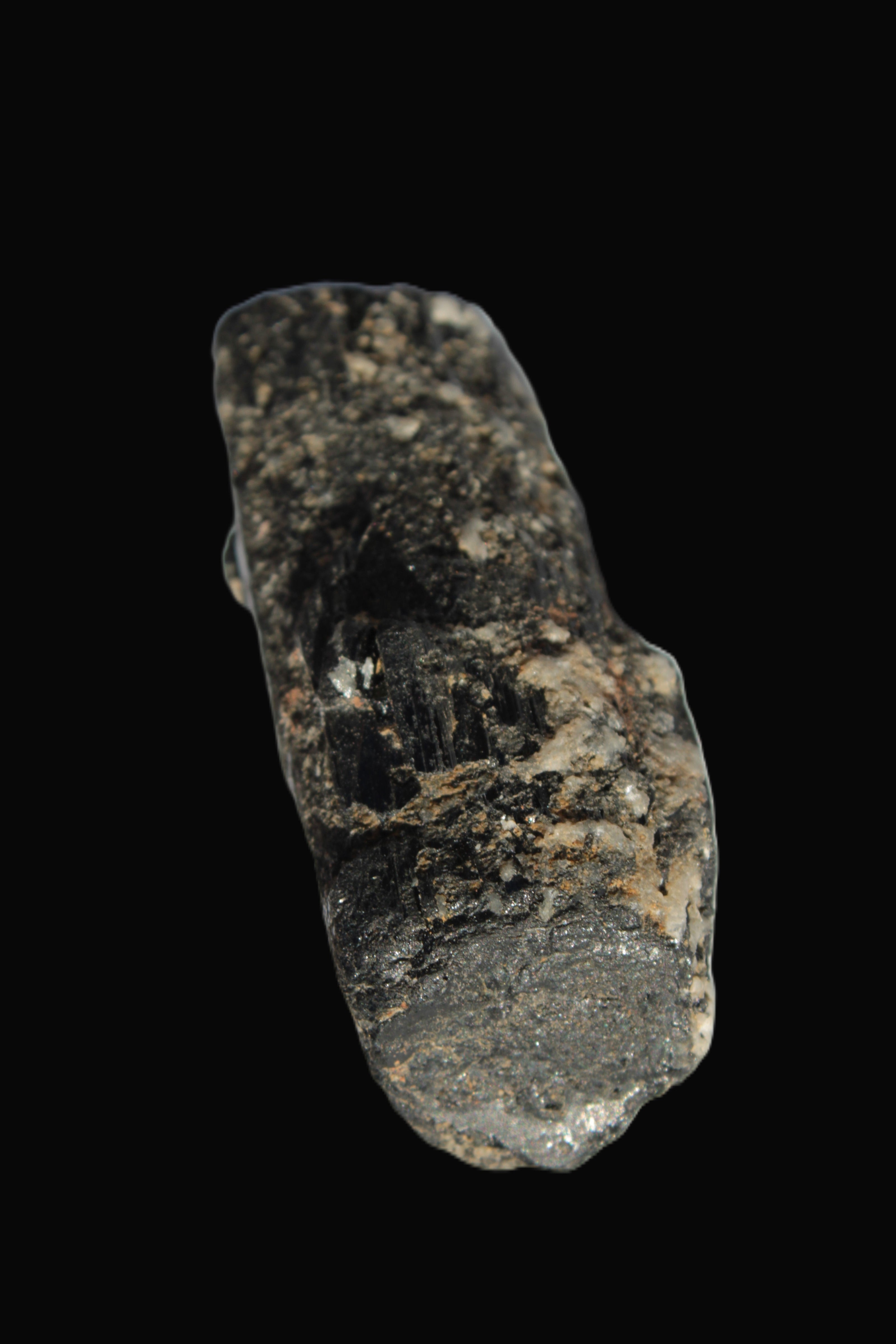 Black Tourmaline crystal with Feldspar & Mica 55mm 250.7ct  50.2g in sunlight - Rocks and Things Store